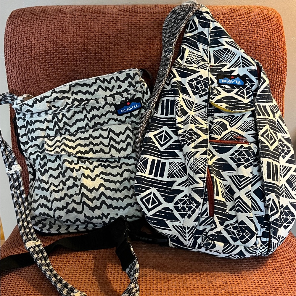Kavu Rope Bag Bundle black/navy sling back and grey crossbody*see description